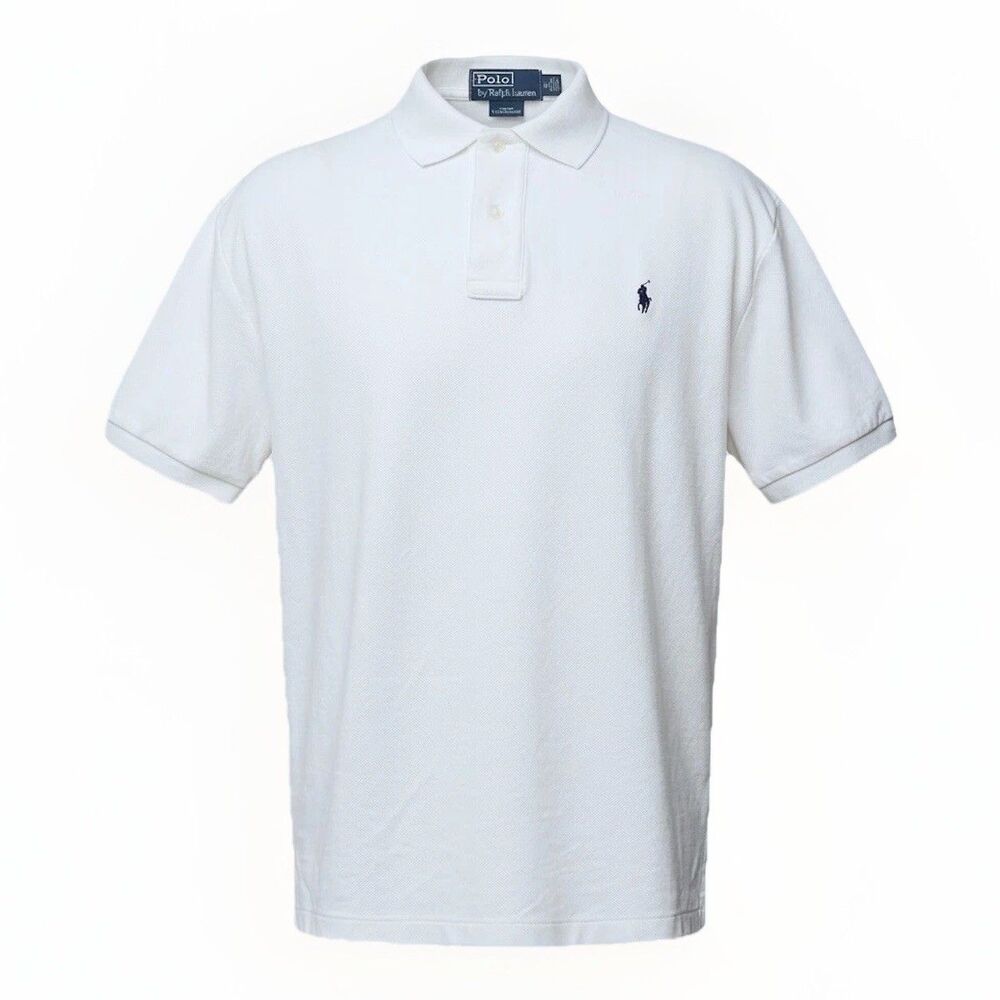 Vintage Polo Ralph Lauren Interlock Polo White L Single Stitch Mint